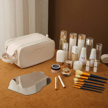 Load image into Gallery viewer, 3 Layer Portable Travel Makeup Pouch Bag: Ivory
