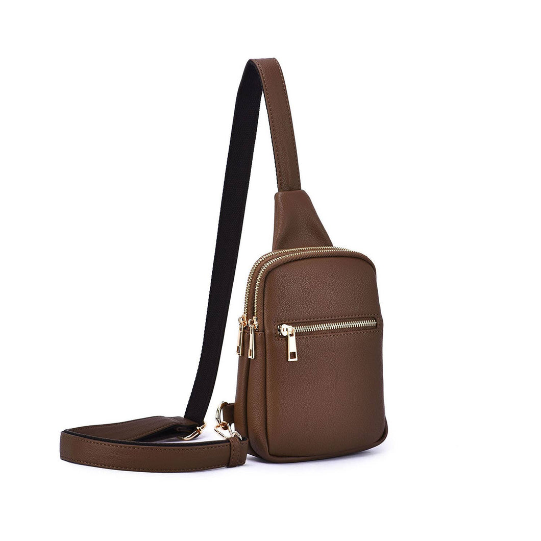 Justine 2 Compartment Sling Bag: Mocha