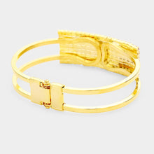 Load image into Gallery viewer, Crystal Pave American Flag Hinged Bracelet: Gold

