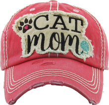 Load image into Gallery viewer, CAT MOM Washed Vintage Ball Cap: HPK
