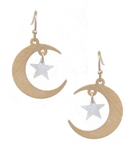 Scratch star moon earring