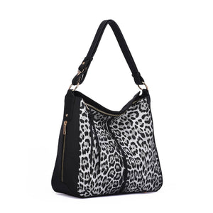 Maya Leopard Print Hobo: White