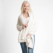 Load image into Gallery viewer, Open Front Pocketed Shawl Cardigan: Ivory
