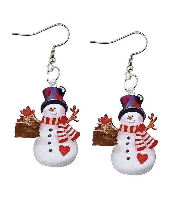Christmas acrylic snowman earring