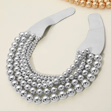 Load image into Gallery viewer, Chunky Metal Ball Beaded Multi Layered Faux Leather Magnetic Necklace: Gold
