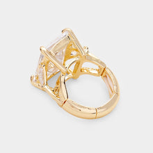 Load image into Gallery viewer, Rectangle Crystal Stretch Ring: Blue
