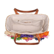 Load image into Gallery viewer, Queenie Floral Straw Tote: Natural
