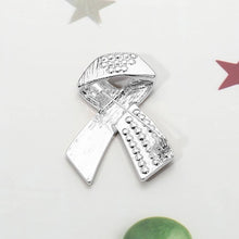 Load image into Gallery viewer, Stone Paved American USA Flag Bow Brooch: Rhodium
