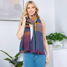 Load image into Gallery viewer, Plaid Shawl Poncho Scarf: Purple
