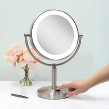 Load image into Gallery viewer, Laguna Lighted Makeup Mirror with Magnification: Chrome / Round / 5X/1X
