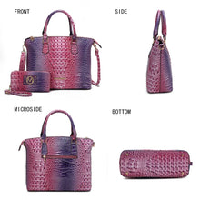 Load image into Gallery viewer, Frankie Gradient Rainbow Faux Crocodile-Embossed with wallet: Blue

