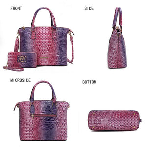 Frankie Gradient Rainbow Faux Crocodile-Embossed with wallet: Blue