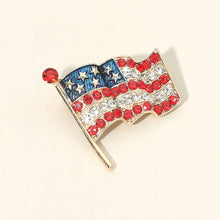 Load image into Gallery viewer, Rhinestone Embellished Enamel American USA Flag Pin Brooch: Gold

