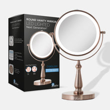 Load image into Gallery viewer, Lighted Makeup Mirror with Magnification: Chrome / Round / 8X/1X
