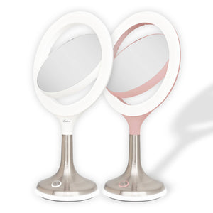 Solana Lighted Makeup Mirror with Magnification & Touch Pad: 8X/1X / Round / White