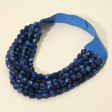 Load image into Gallery viewer, Marbled Faceted Ball Beaded Multi Layered Faux Leather Magnetic Necklace: Beige
