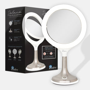 Solana Lighted Makeup Mirror with Magnification & Touch Pad: 8X/1X / Round / White