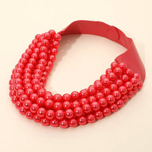 Load image into Gallery viewer, Multi Layered Pearl Beaded Collar Magnetic Necklace: Cream

