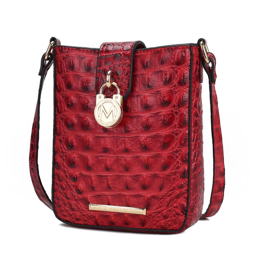 Avery Faux Crocodile Embossed Crossbody by Mia K: Red