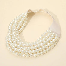 Load image into Gallery viewer, Multi Layered Pearl Beaded Collar Magnetic Necklace: Black
