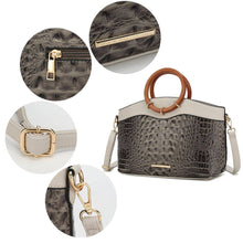 Load image into Gallery viewer, Phoebe Faux Crocodile-Embossed Tote with Wristlet Wallet Bag: Black
