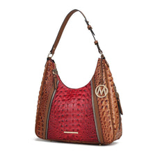 Load image into Gallery viewer, Becket Faux Crocodile Embossed Hobo Shoulder by Mia K: Cognac
