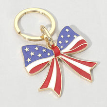Load image into Gallery viewer, American USA Flag Bow Charm Keychain
