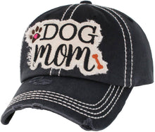 Load image into Gallery viewer, DOG MOM WASHED VINTAGE BALLCAP: BLK
