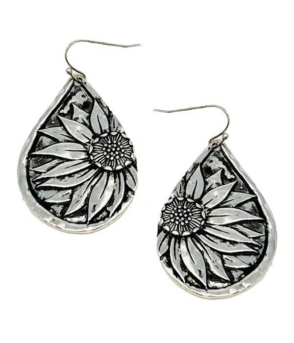 Vintage sunflower tear earring