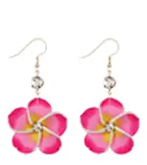 Plumeria Hawaiian Flower Earrings Pink