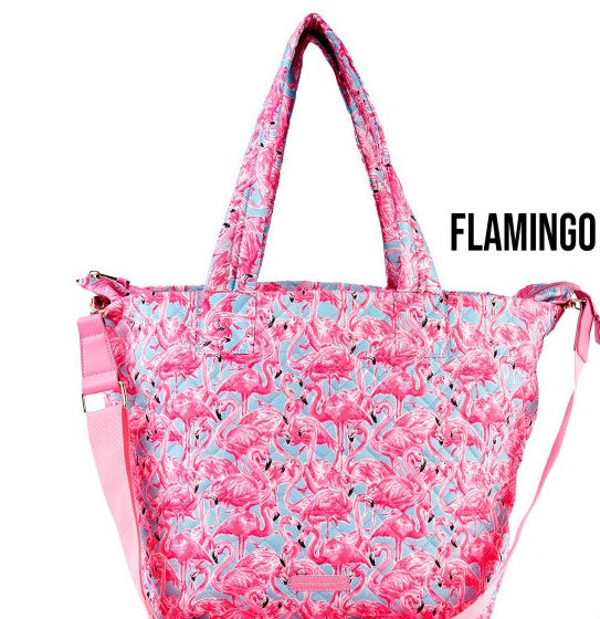 Simply Southern Quilted Beach Tote Flamingo