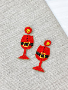 Santa Belt Cocktail Beaded Dangle Earrings