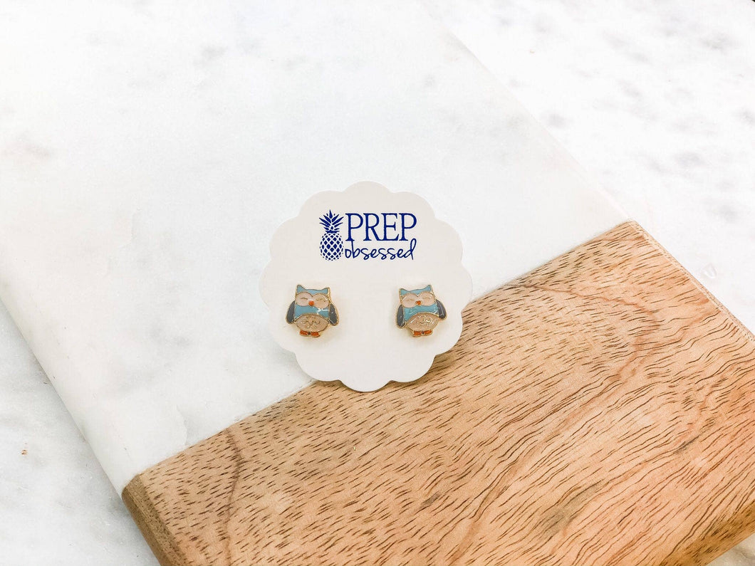 Prep Obsessed Wholesale - Owl Signature Enamel Stud Earrings