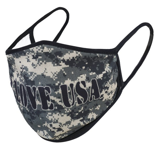 Camouflage with I love USA print Face Mask