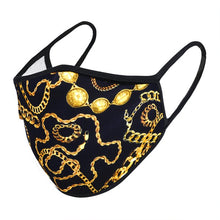 Load image into Gallery viewer, Black Gold Print Face Mask

