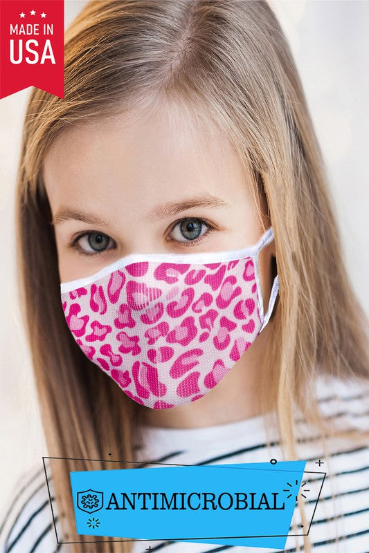 ANTIMICROBIAL KIDS MASK-PINK LEOPARD