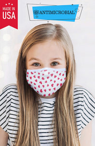 ANTIMICROBIAL KIDS MASK-RED HEARTS