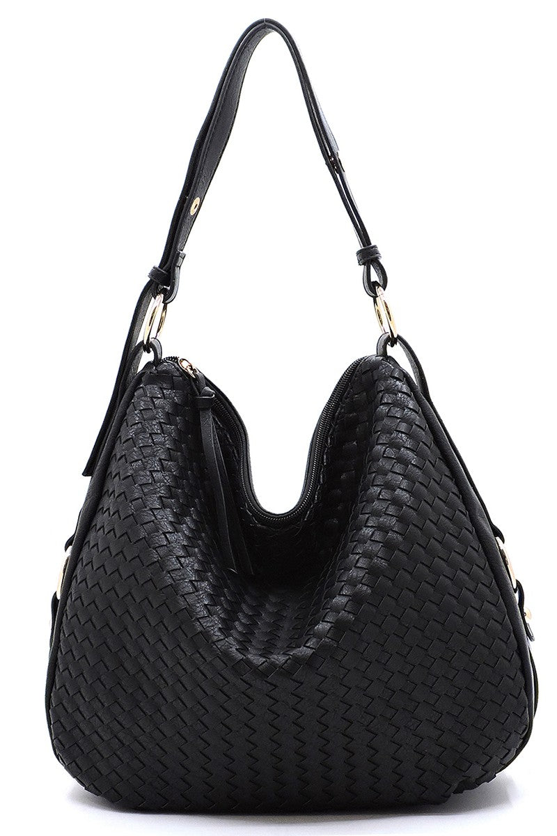 Women's Woven Leather Hobo Bag