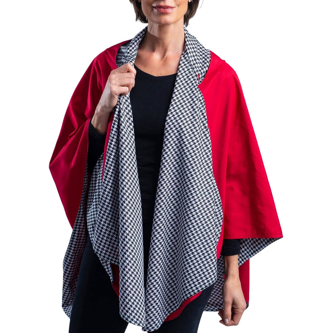 RainCaper - Crimson/B&W Houndstooth RainCaper