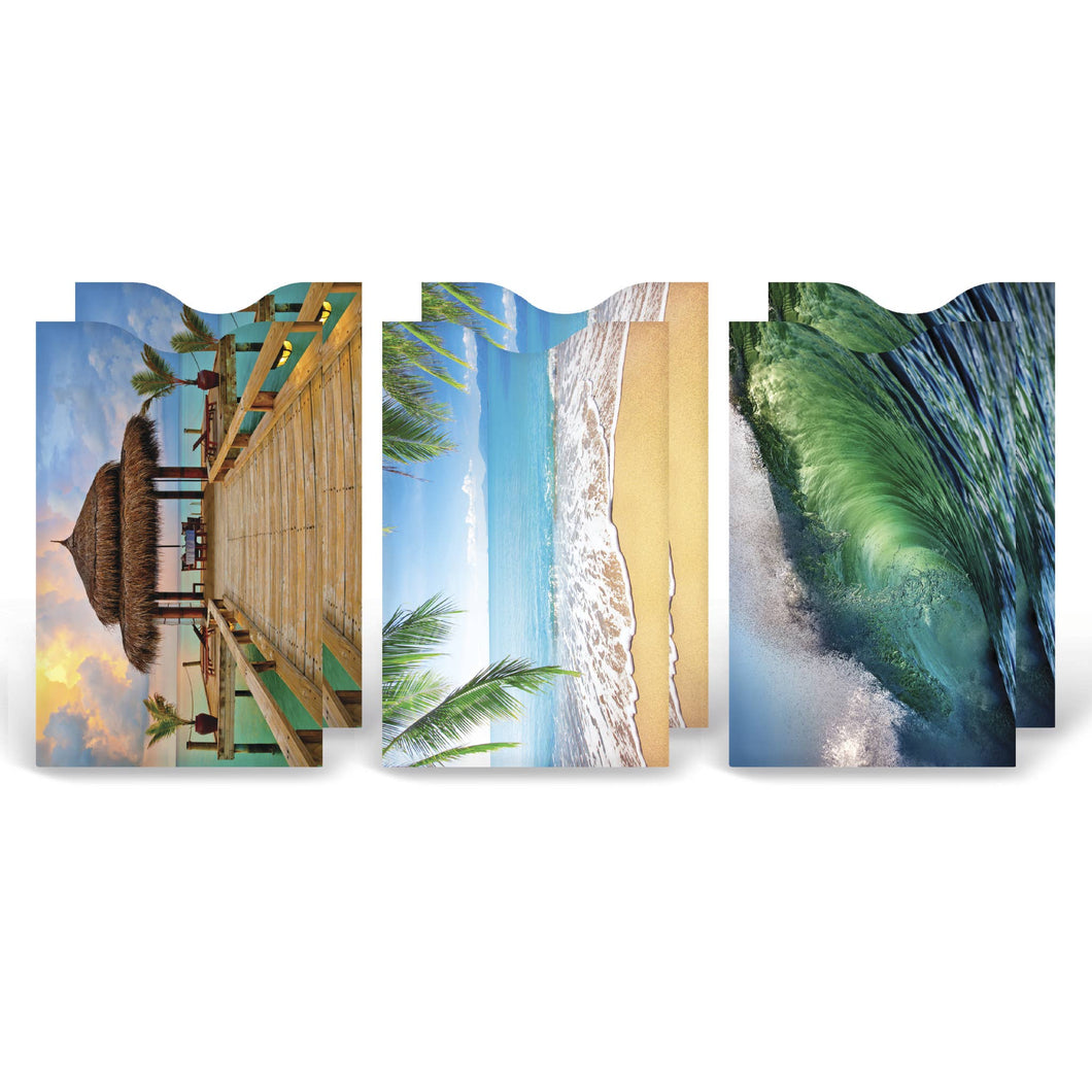 Set Of 6 - Beaches Credit Card Sleeve