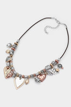 Load image into Gallery viewer, Metal Heart Pendant Cluster Necklace
