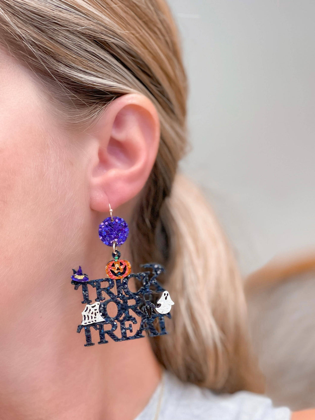 'Trick Or Treat' Glitter & Cobweb Dangle Earrings