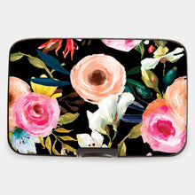 Load image into Gallery viewer, Floral on Black Armored Wallet
