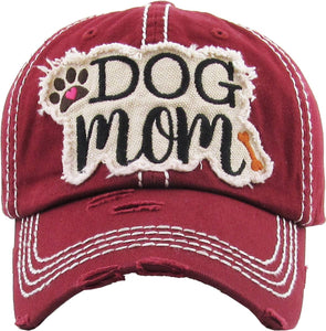 "DOG MOM" Washed Vintage Premium Cotton Cap