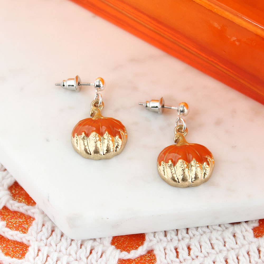 Gold Dipped Pumpkin Earrings