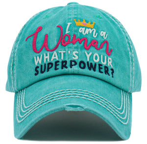 I am a Women Superpower Washed Vintage Ballcap : TUQ