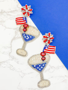 Patriotic Beaded Dangle Earrings