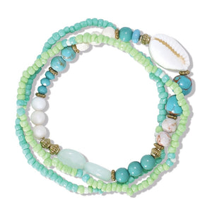 Bracelet-Three Row Turquoise Bead