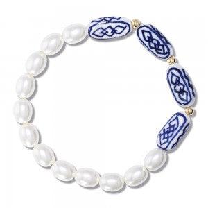 Bracelet-Pearls & Ceramic Blues