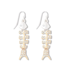Two tone Bonefish w Crystal Earring